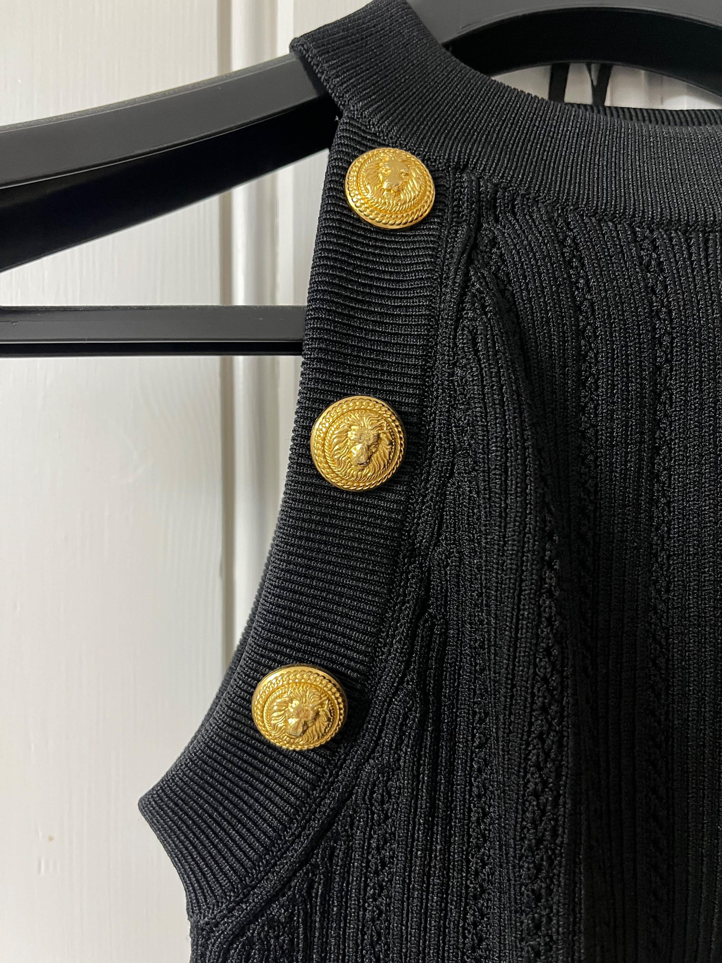 Balmain Black Knitted Crop Top