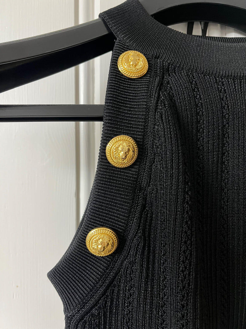 Balmain Black Knitted Crop Top
