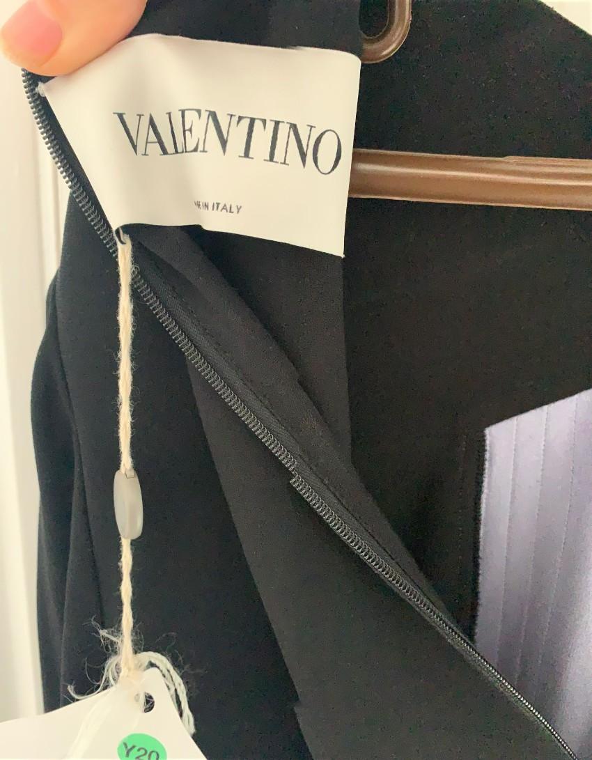 Valentino Tri-Colour Pleated Ruffle Placket Dress