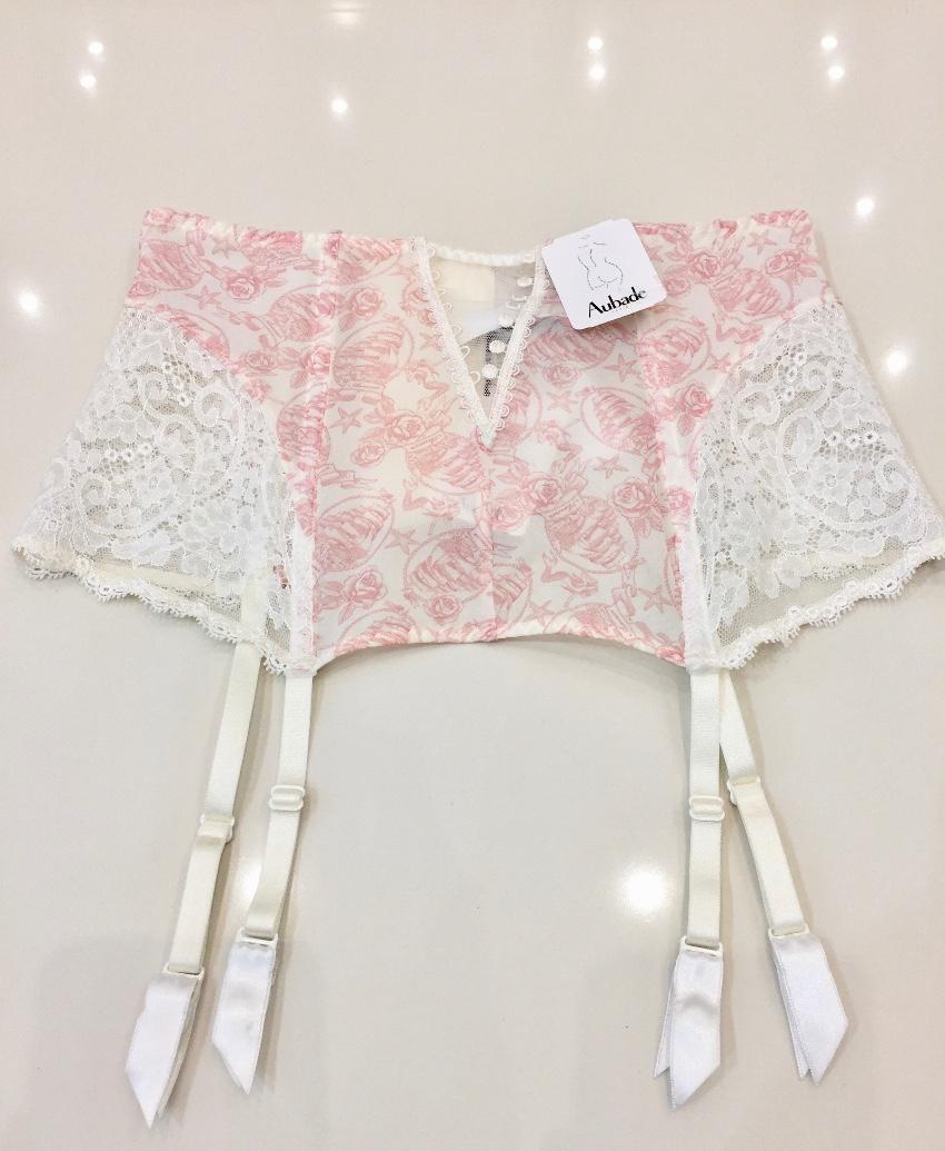 Aubade Leavers Lace Rose Waist Cincher Suspender Belt