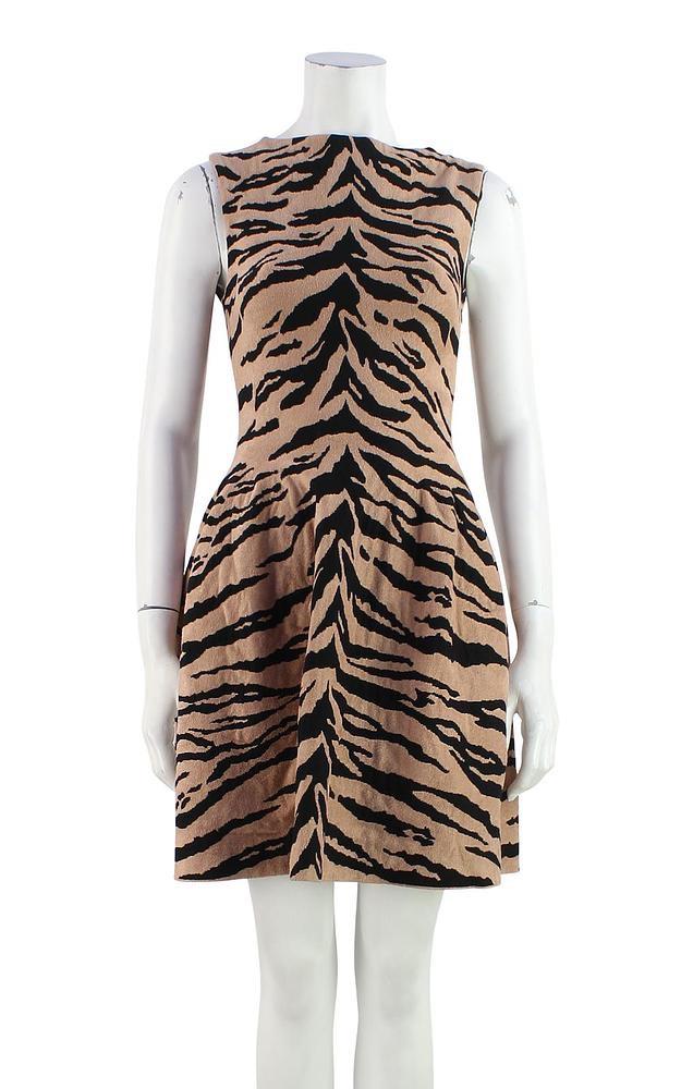 tiger print intarsia knit skater dress