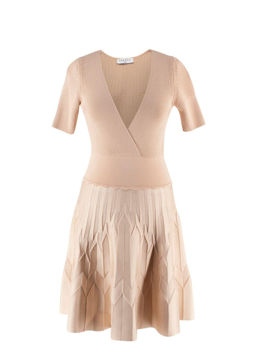 Sandro Neutral Beige Texturiertes Jacquard-kleid Dress