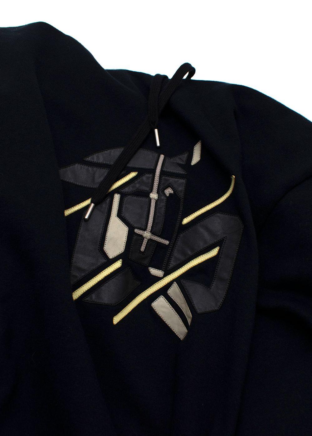 Hermes Noir Hoody with Leather Embroidery