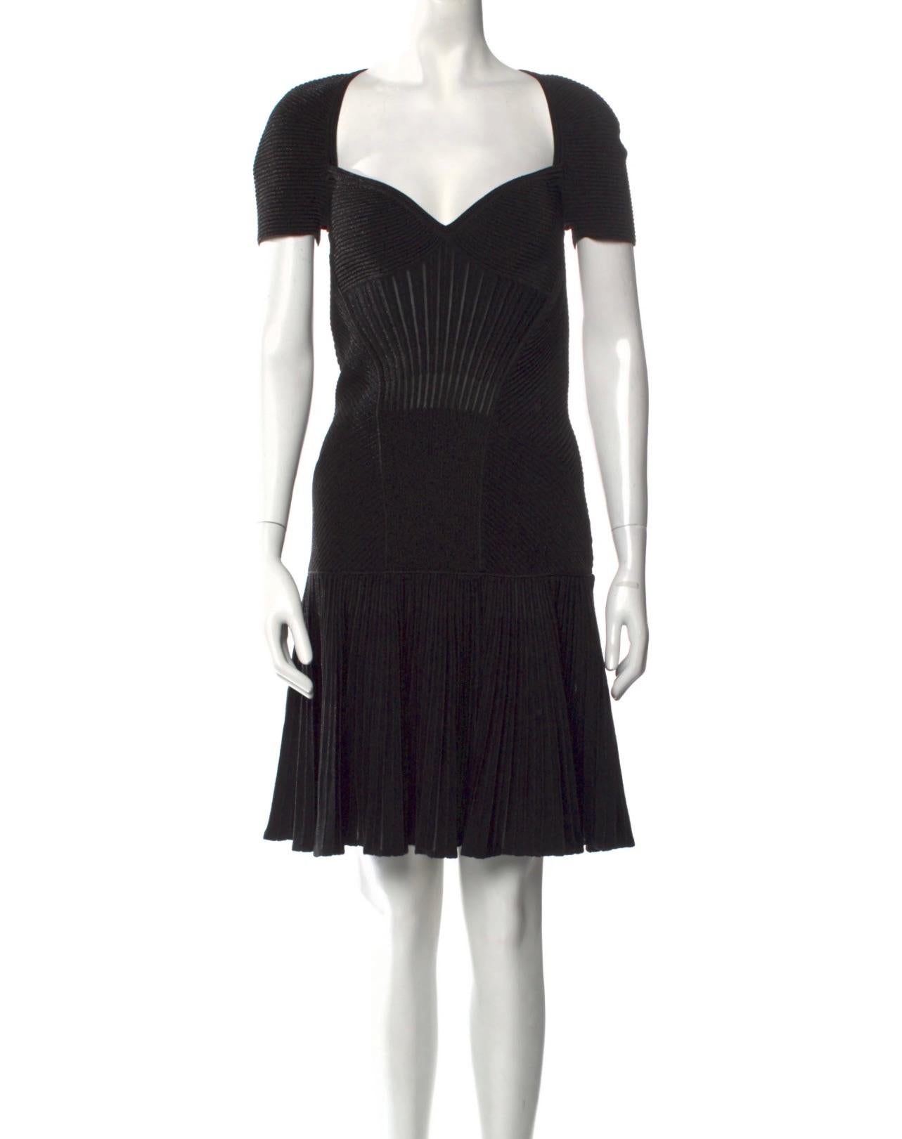 Alexander McQueen Black Wool Mini Dress