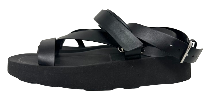 Hermes Black Leather and Rubber Galaxy Sandals