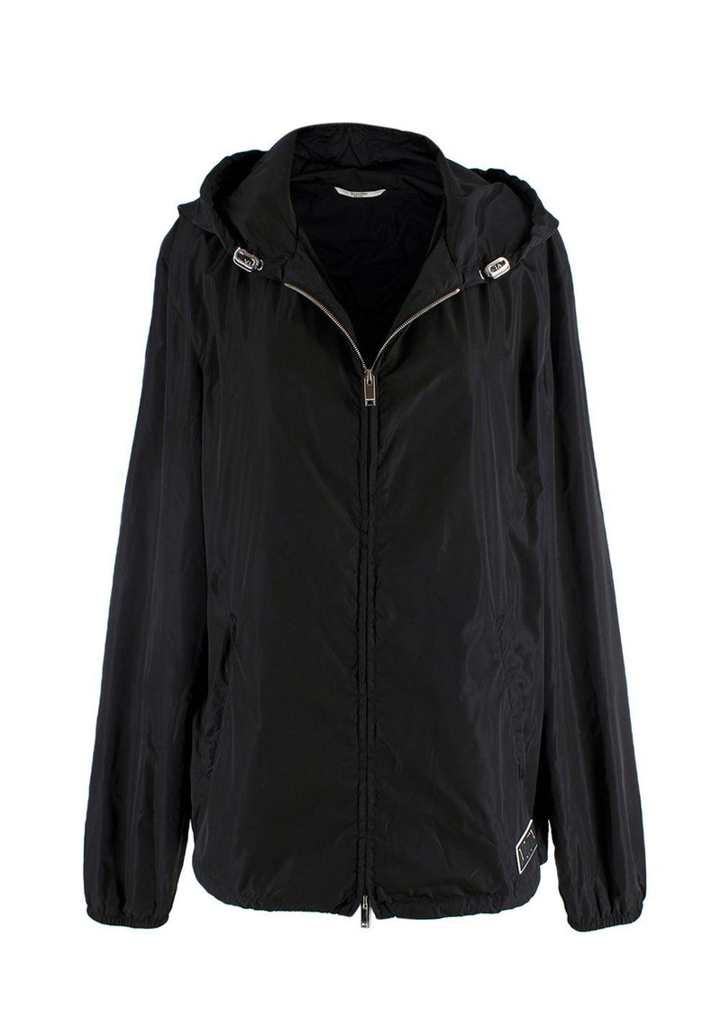 Valentino Black Hooded VLTN Rain Jacket