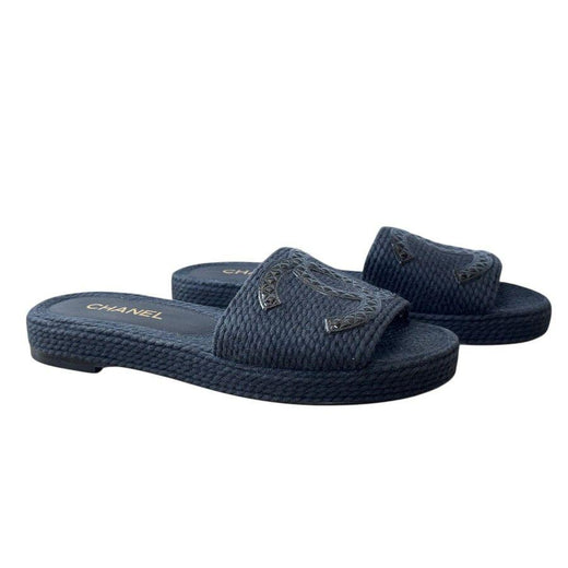 Chanel Black CC Slides