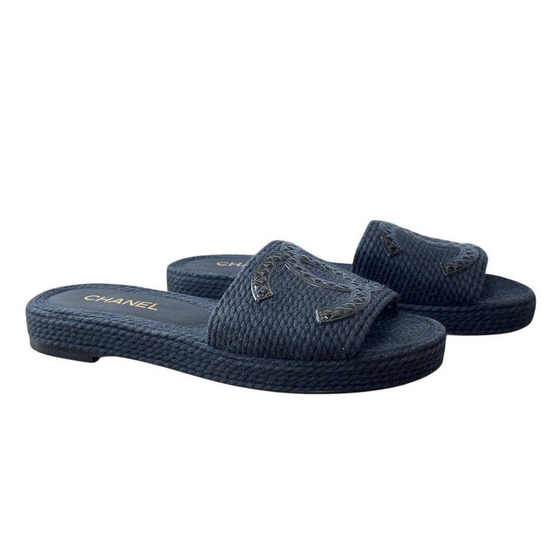 Chanel Black CC Slides