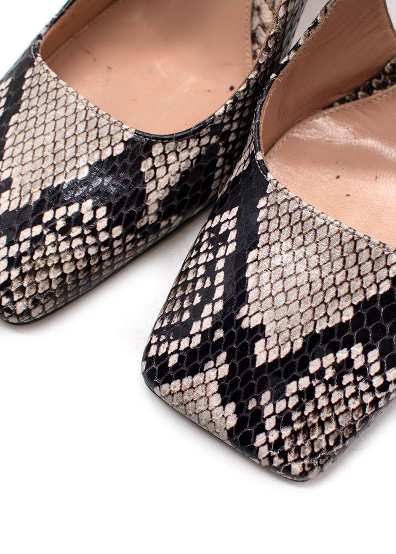 Gianvito Rossi Snake Skin Effect Square Toe Heels