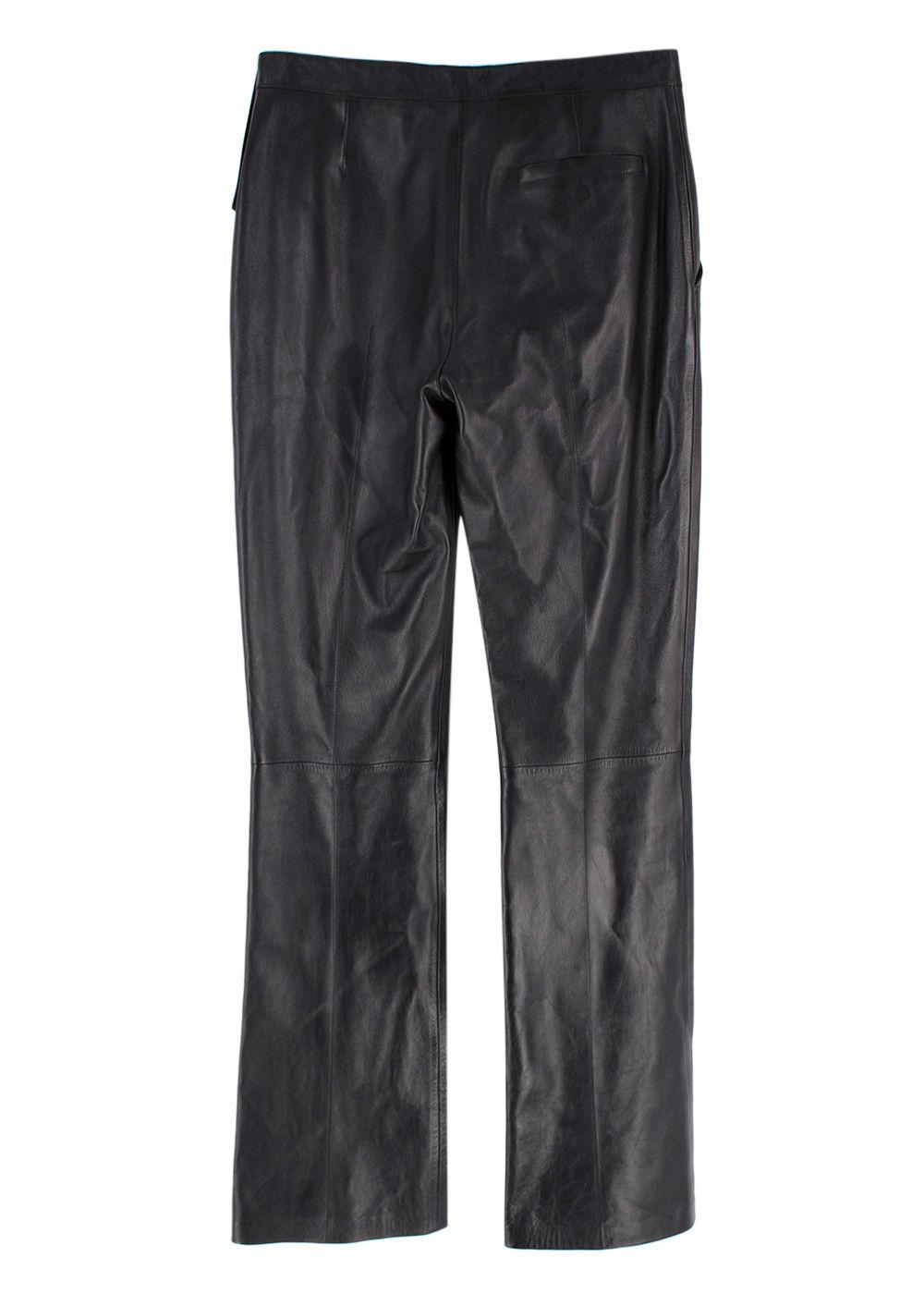 Louis Vuitton Black Kick Flare Leather Trousers with Stud Detail