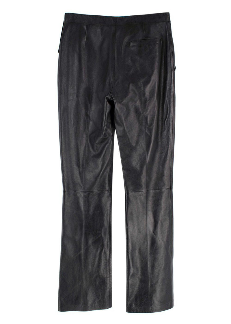 Louis Vuitton Black Kick Flare Leather Trousers with Stud Detail