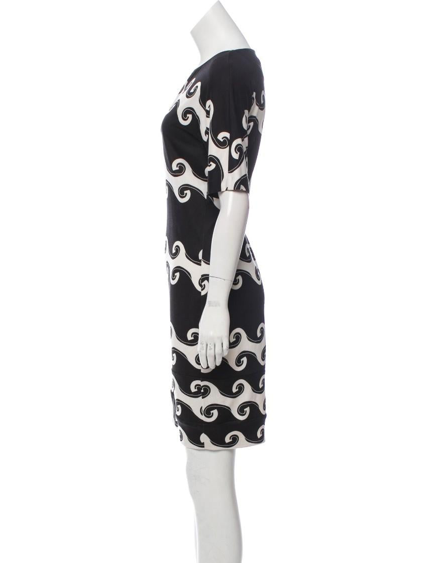 Diane von Furstenberg Cyrani black & white waveprint silk dress
