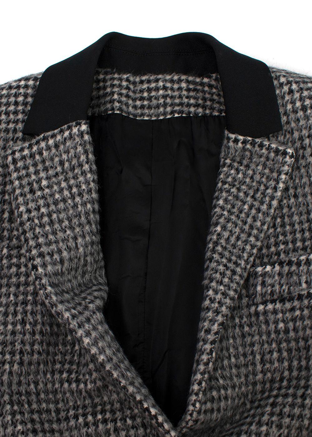 Paco Rabanne Grey Alpaca Blend Houndstooth Coat