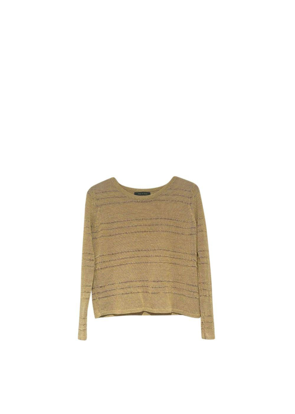 Golden Embroidered Knit Top