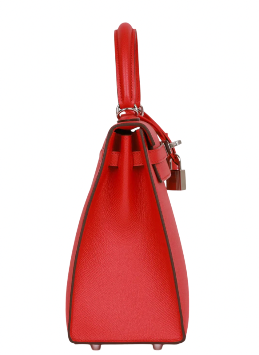 Rouge Rubis Sllier Epsom 25cms Kelly with Palladium Hardware