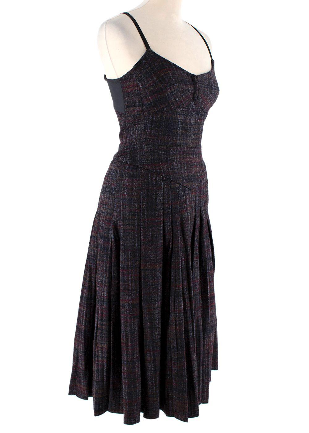 Bottega Veneta  Wool Plaid Laced Back Dress