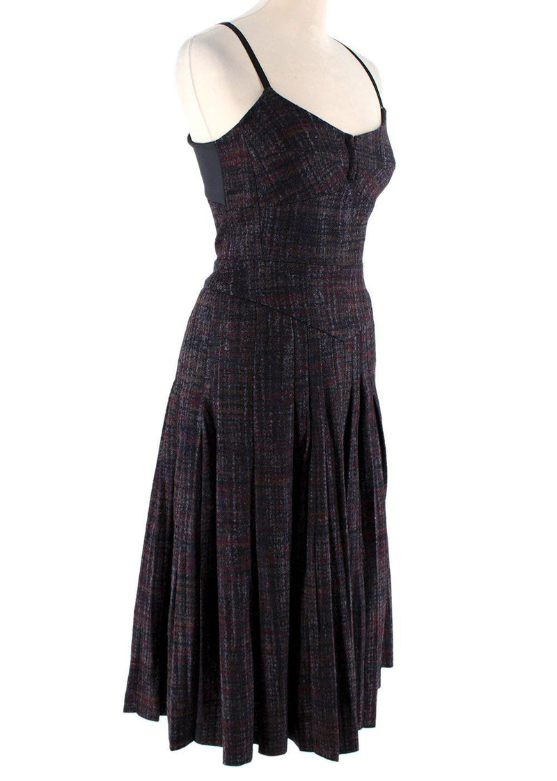 Bottega Veneta  Wool Plaid Laced Back Dress