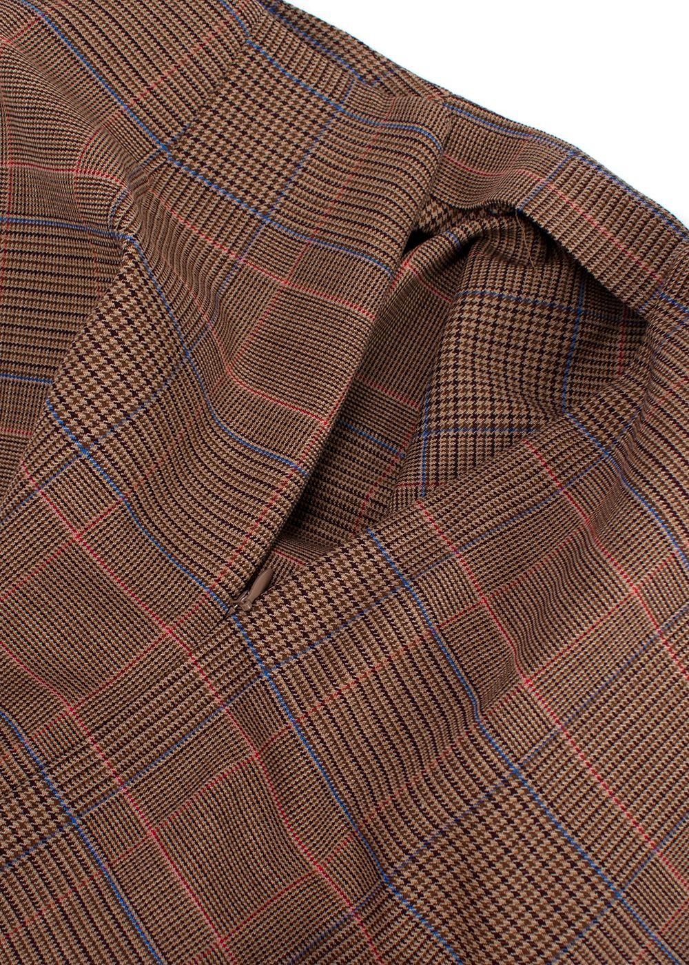 A.L.C Brown Plaid Handkerchief Midi  Skirt