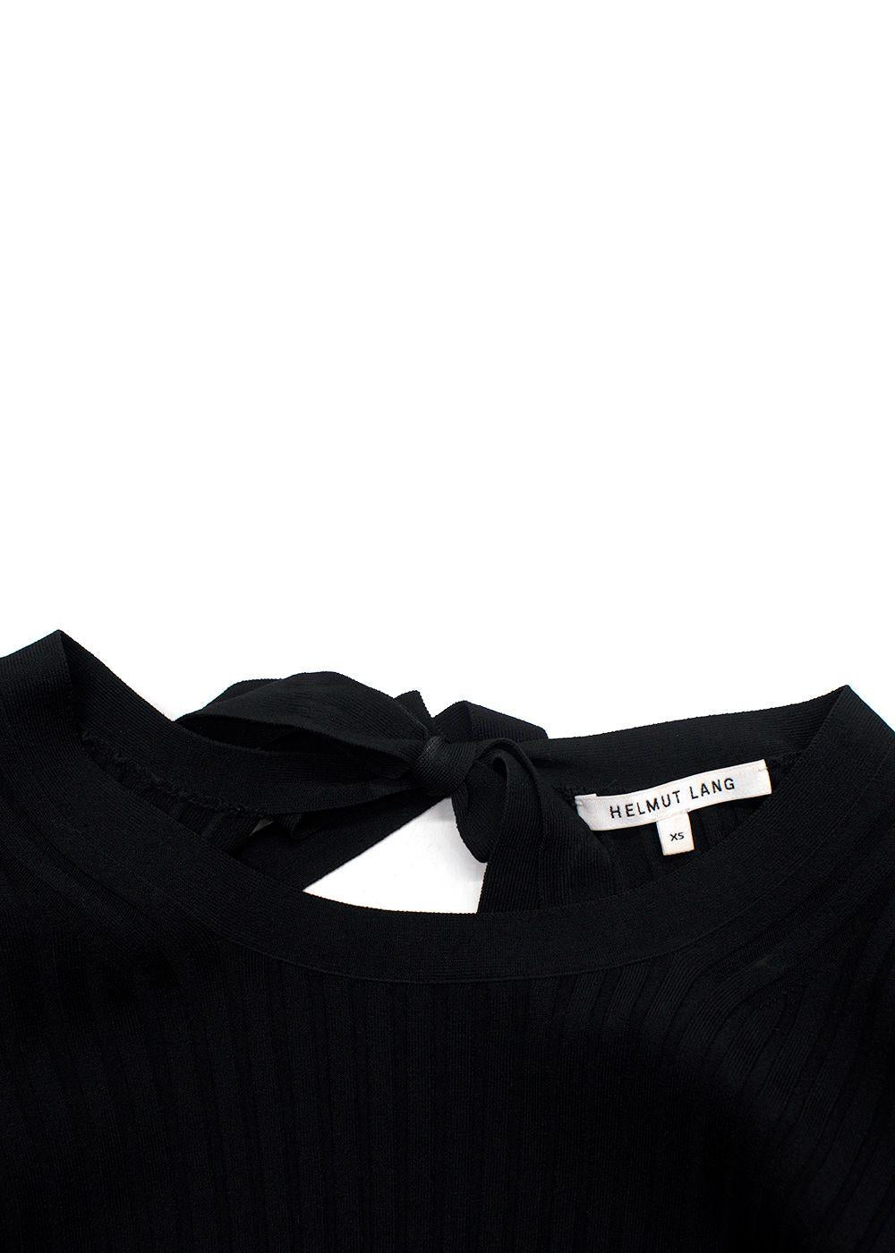 Helmut Lang Black Ribbed Bow Detail Backless Top