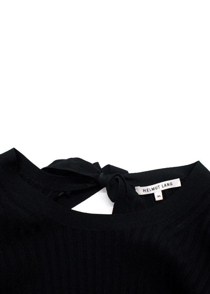 Helmut Lang Black Ribbed Bow Detail Backless Top