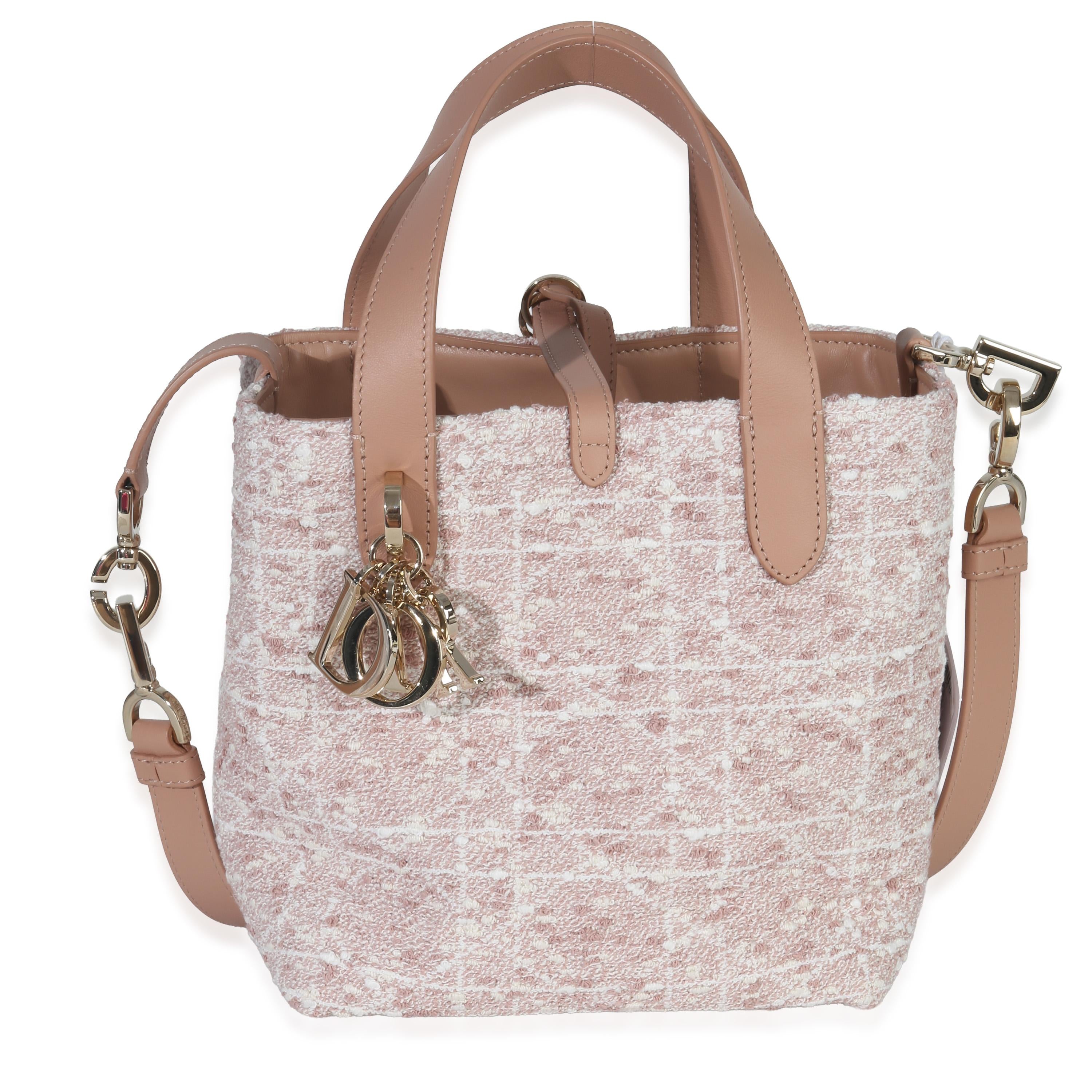 Christian Dior Pink Rose Des Vents Tweed Small Toujours Vertical Tote