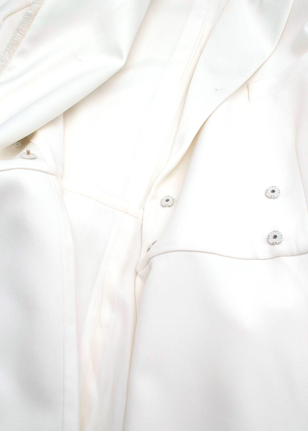 MaxMara White Blazer Dress With Fringe Trim Detail