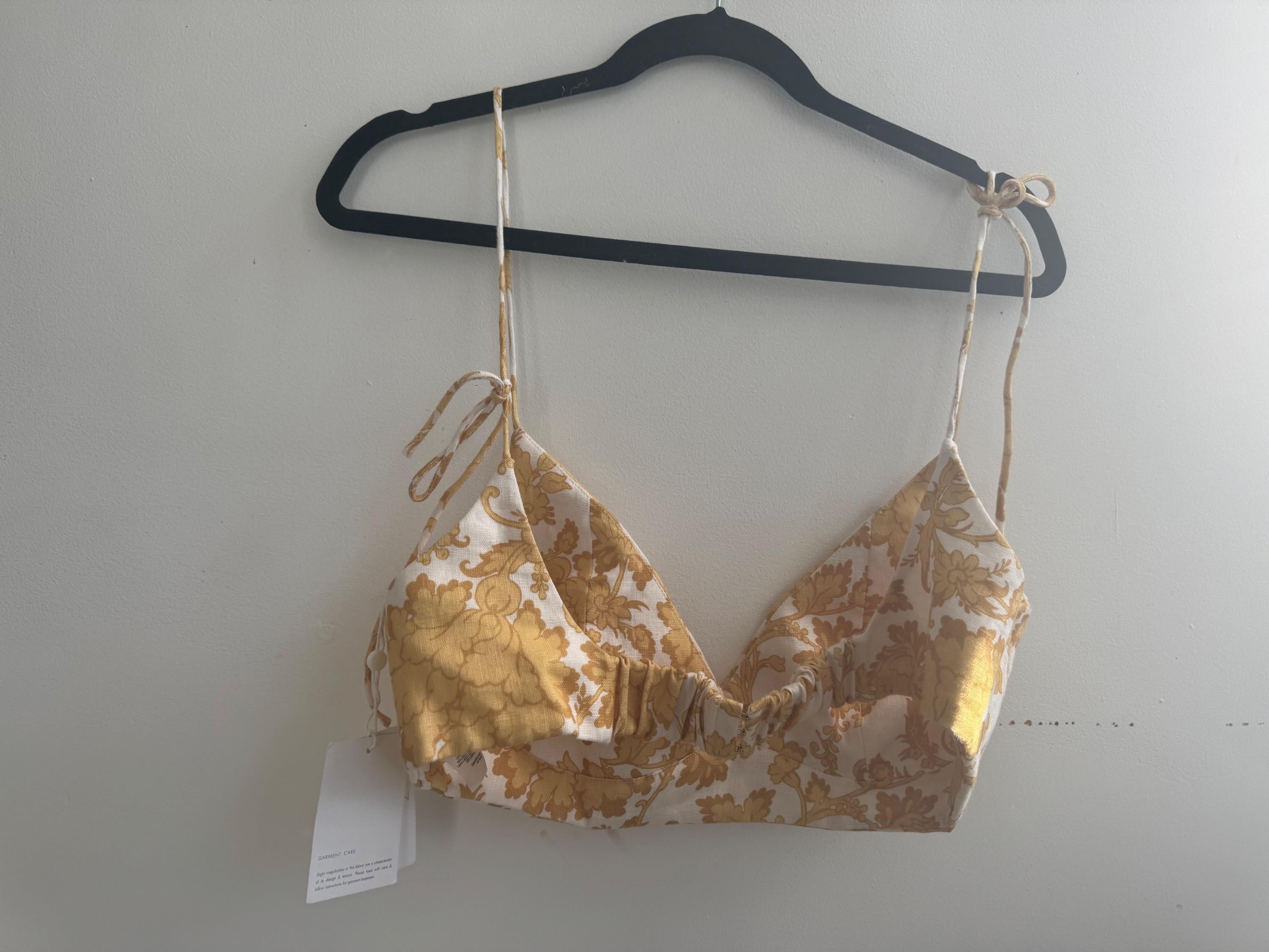 Floral Linen Bustier Top