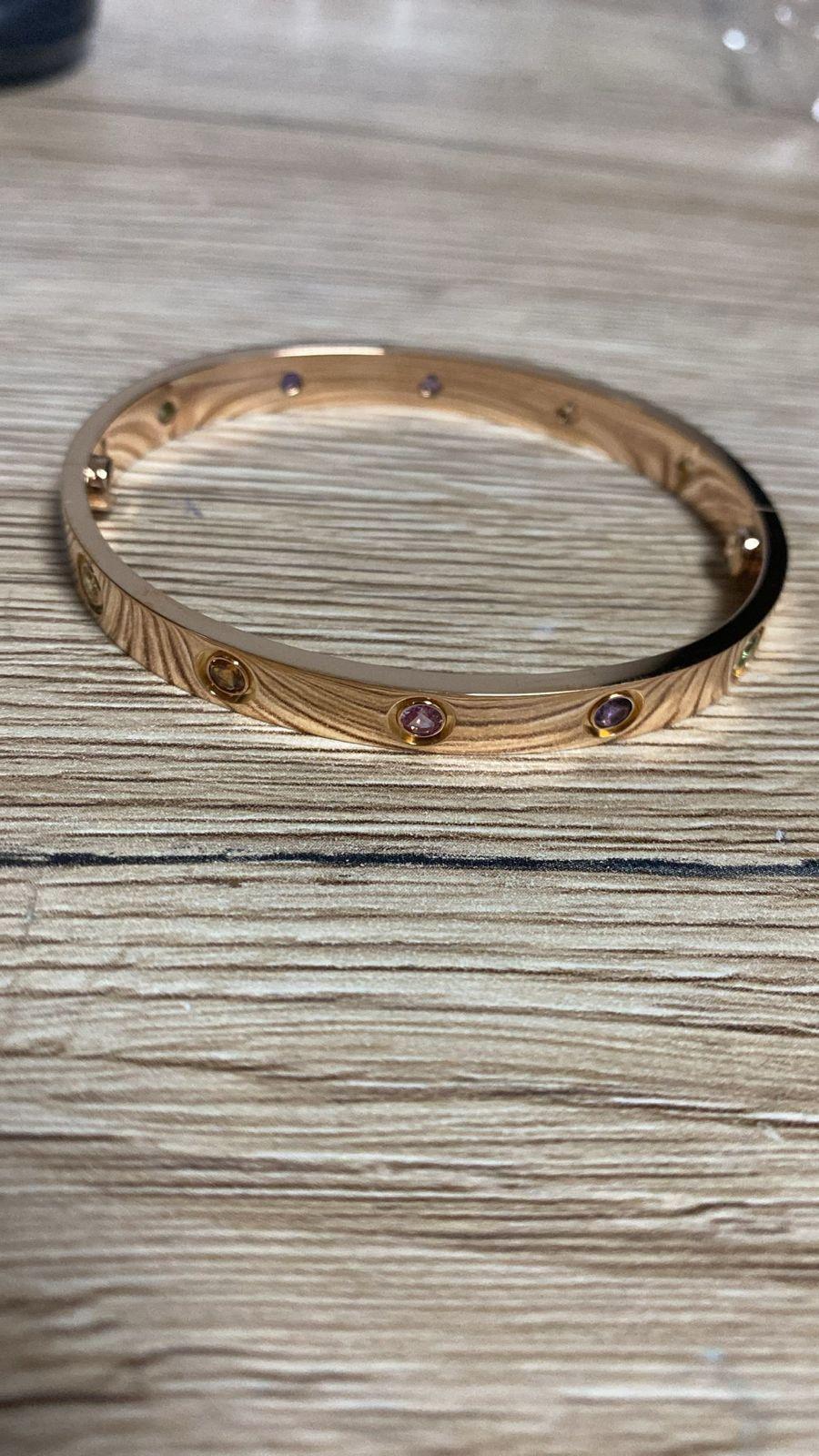 Cartier Rainbow Gem Yellow Gold Love Bracelet Size 16