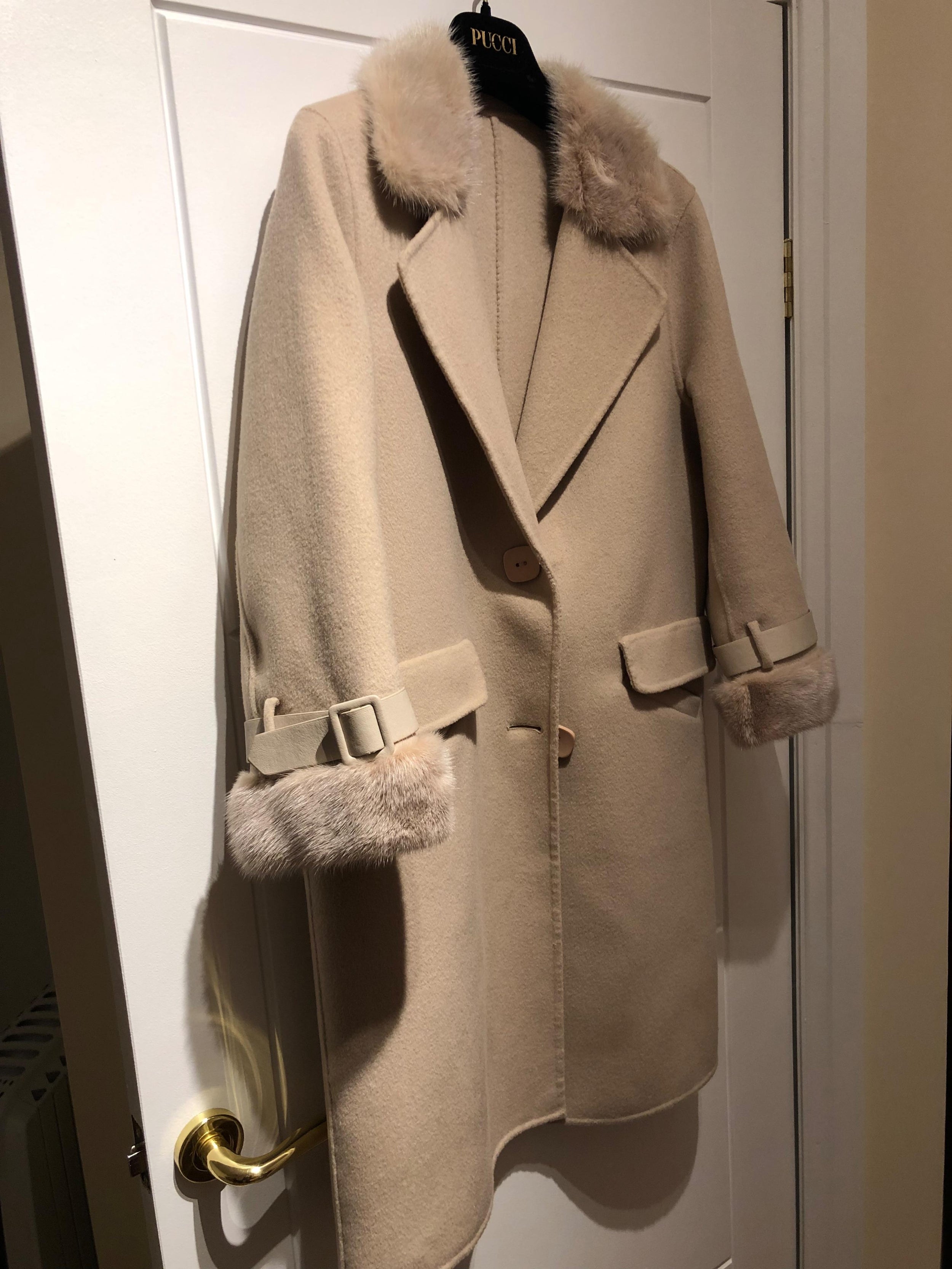 Wool & Cashmere Coat with Mink Fur Trim
