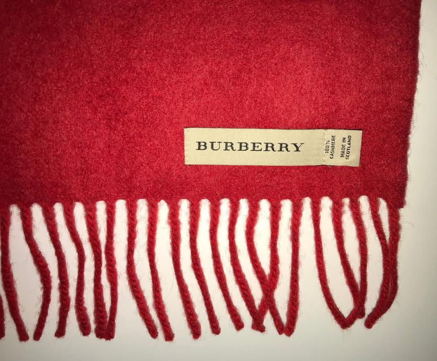 Burberry Red Cashmere Embroidered Scarf