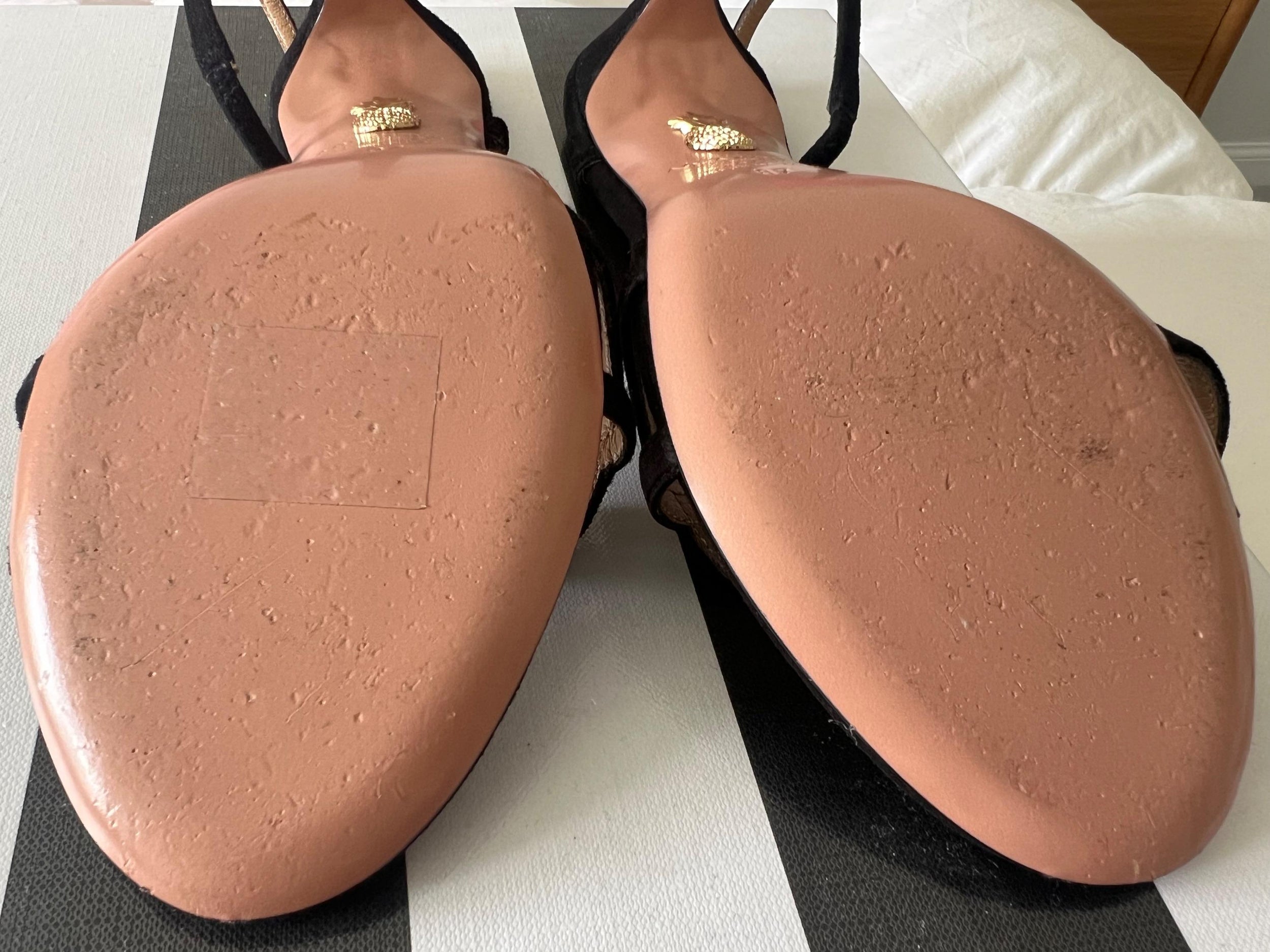 Aquazurra Black Serpentine Sandals