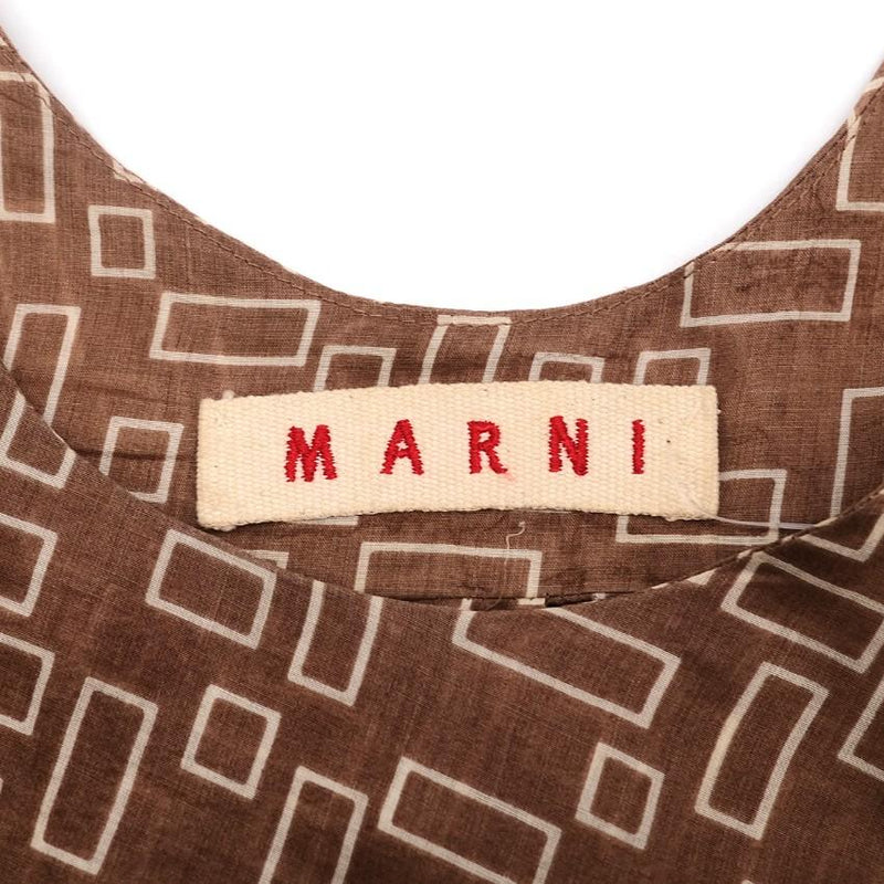 Marni Brown Printed Belted Dress