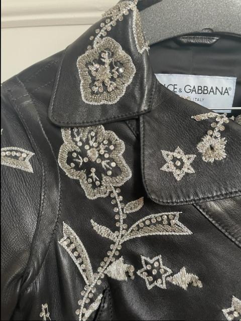 Dolce & Gabbana Black Embellished Leather Jacket