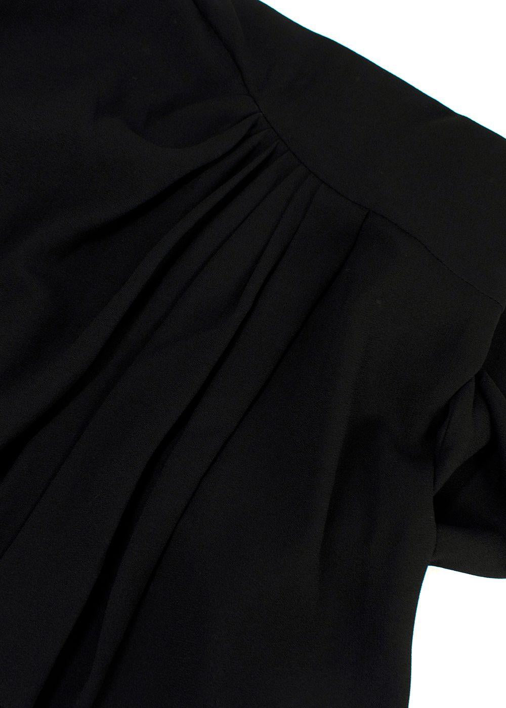 Saint Laurent Black Long Sleeve Mini Dress with Gathered Detail