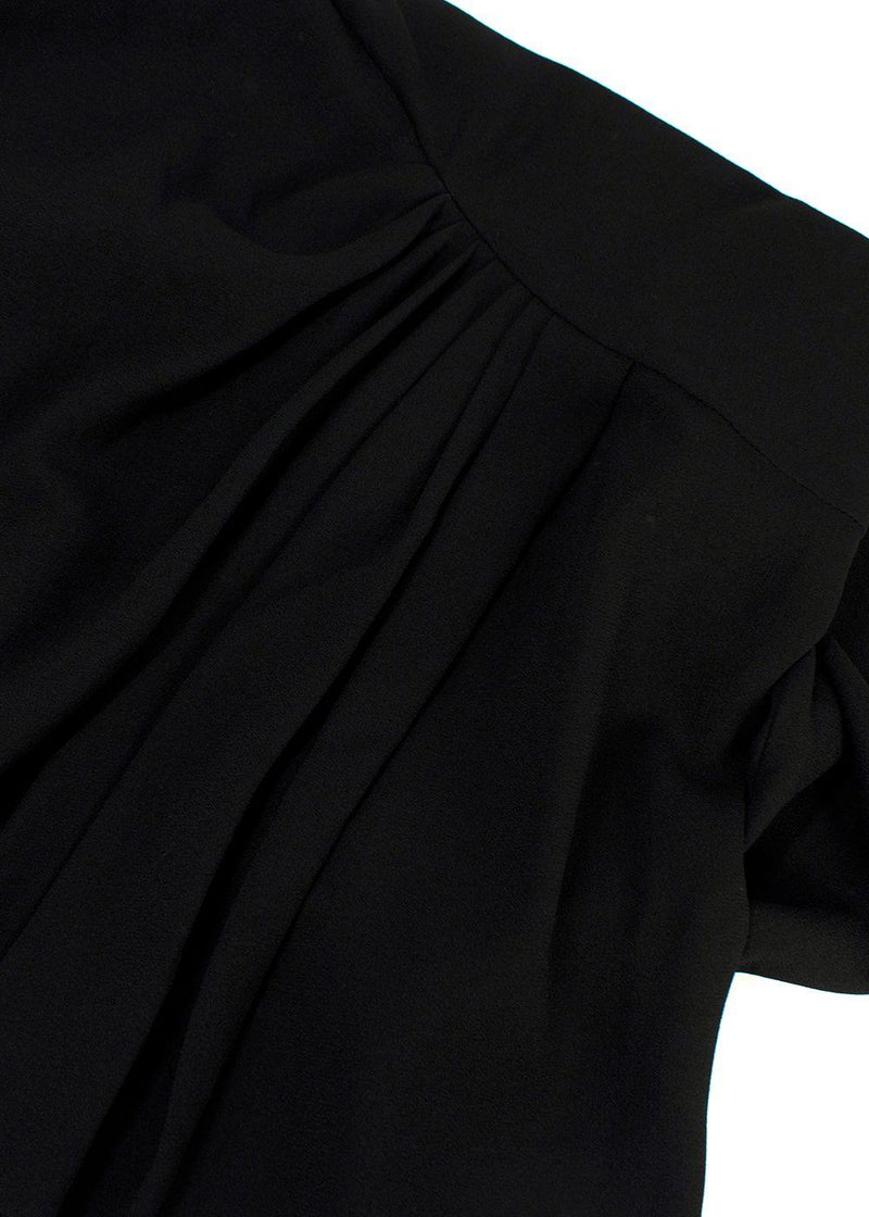 Saint Laurent Black Long Sleeve Mini Dress with Gathered Detail