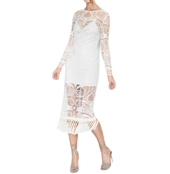 Alice McCall Tattoo Lady White Lace Long Sleeve Dress