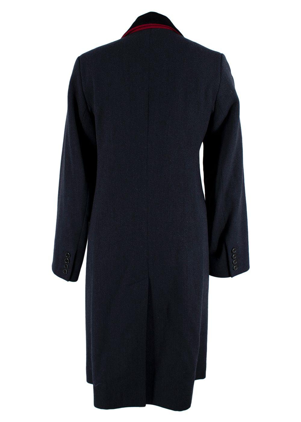 New & Lingwood x Alex Eagle Navy  Single Breasted Longline Coat