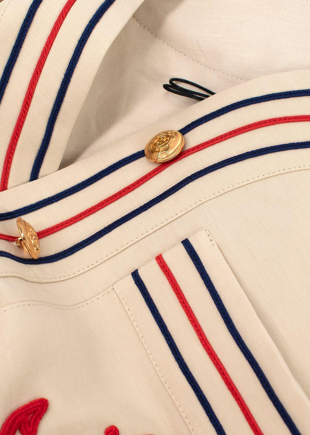 Gucci Beige Anchor Embroidered Cropped Jacket