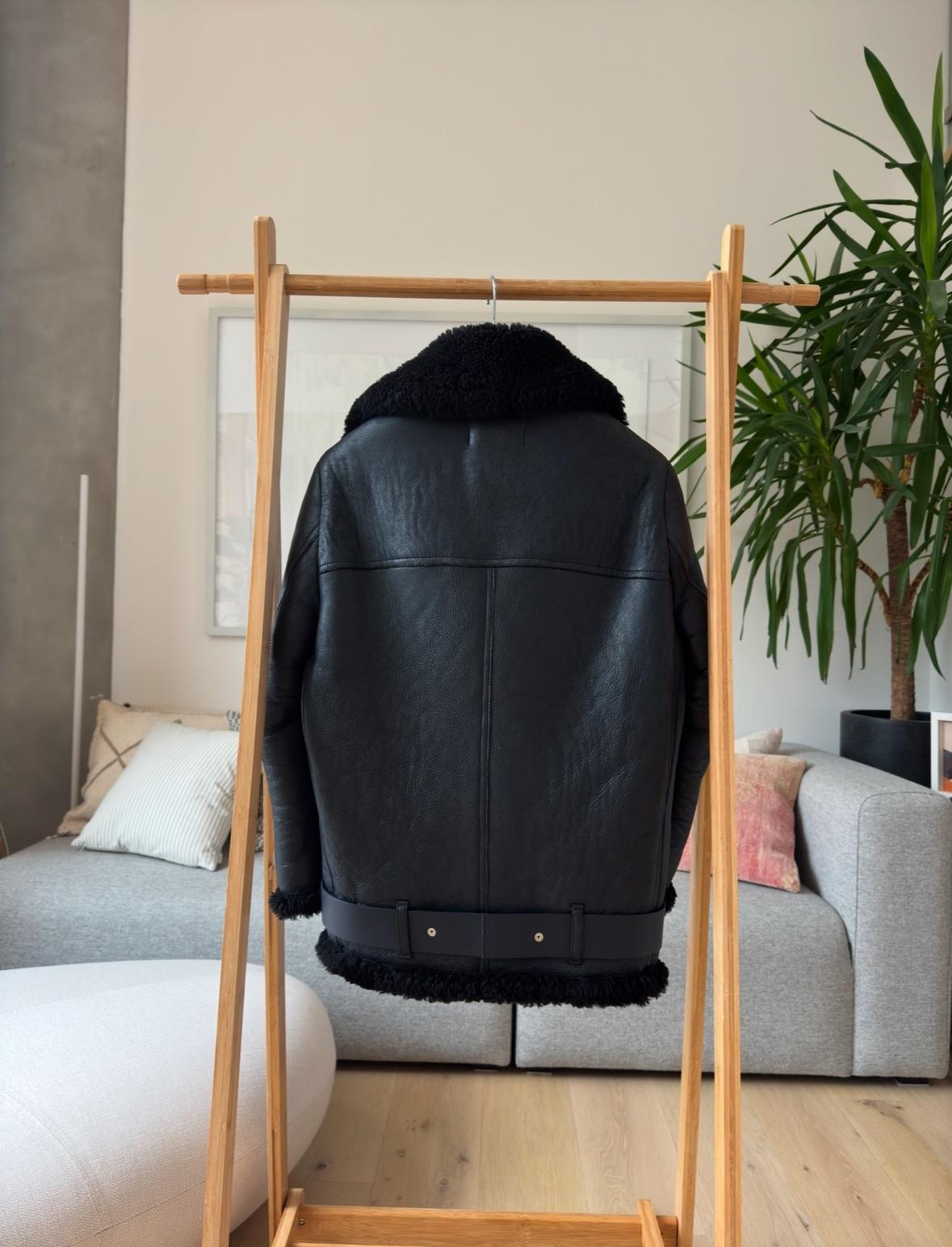 Black Velocite Shearling Jacket.