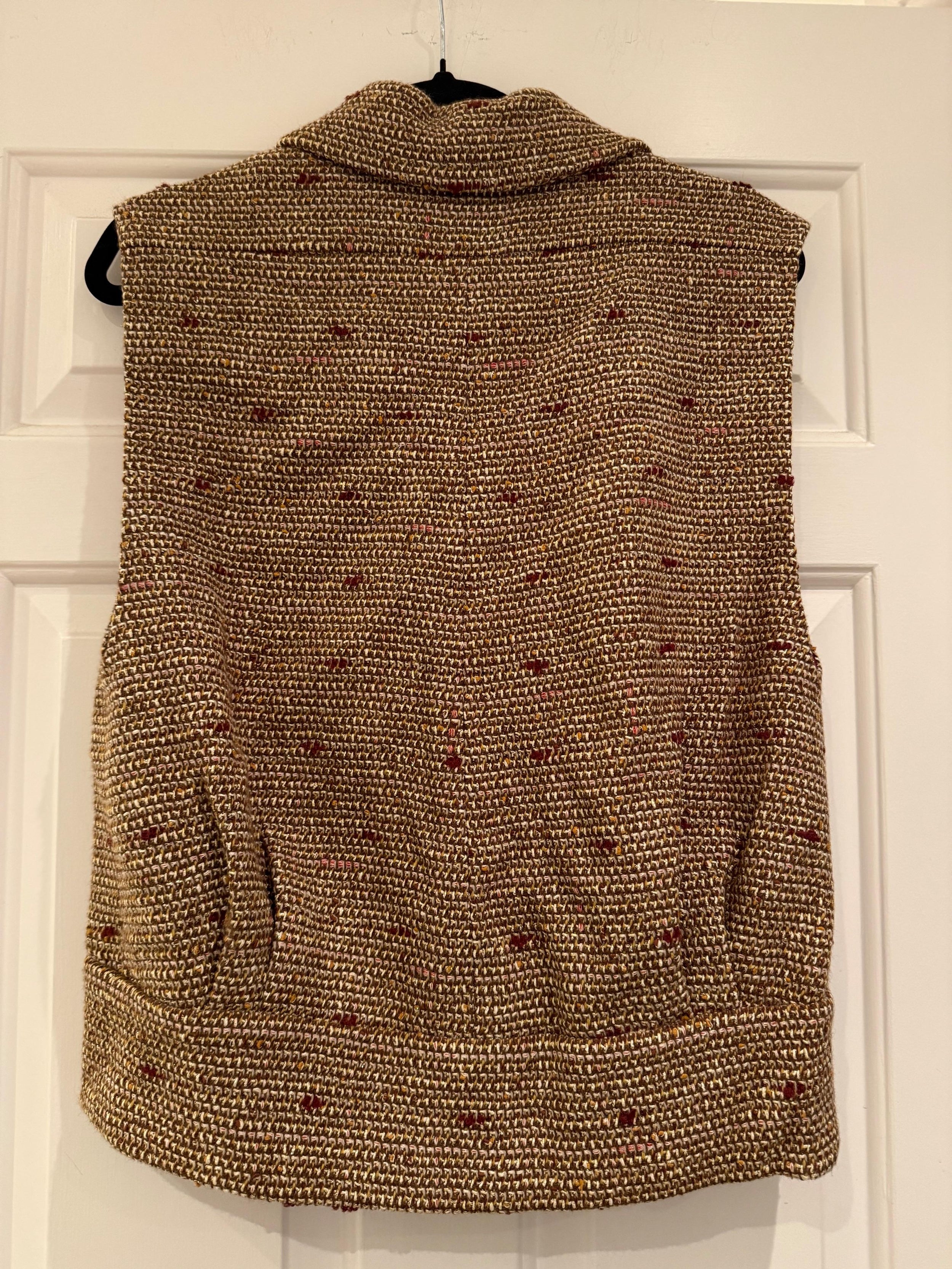 Multi Coloured Tweed Relaxed Style Button Front Vest