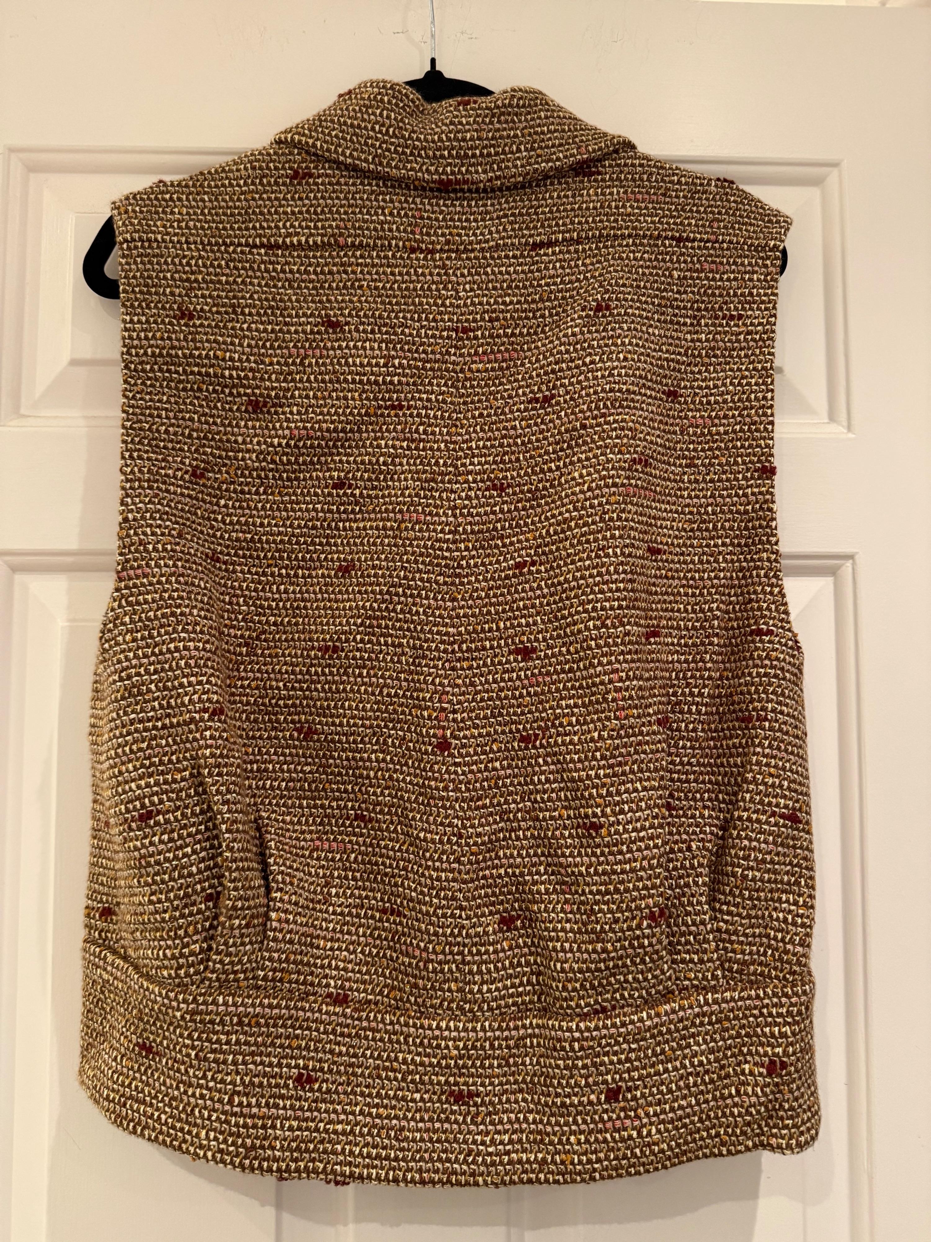 Multi Coloured Tweed Relaxed Style Button Front Vest