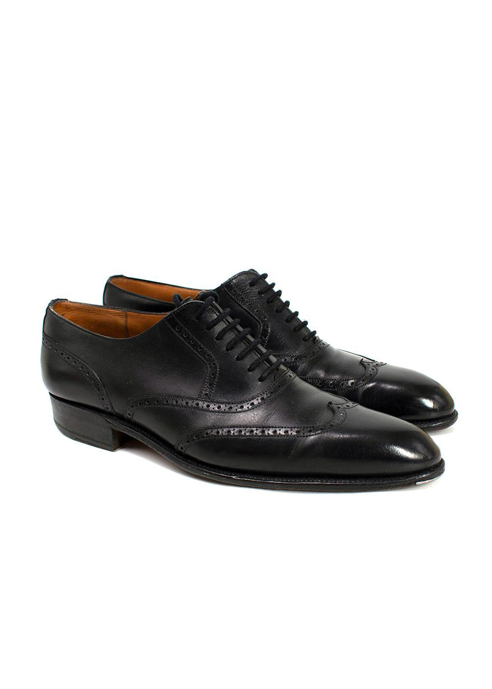 J.M. Weston Black Perforated Leather Dress Shoes