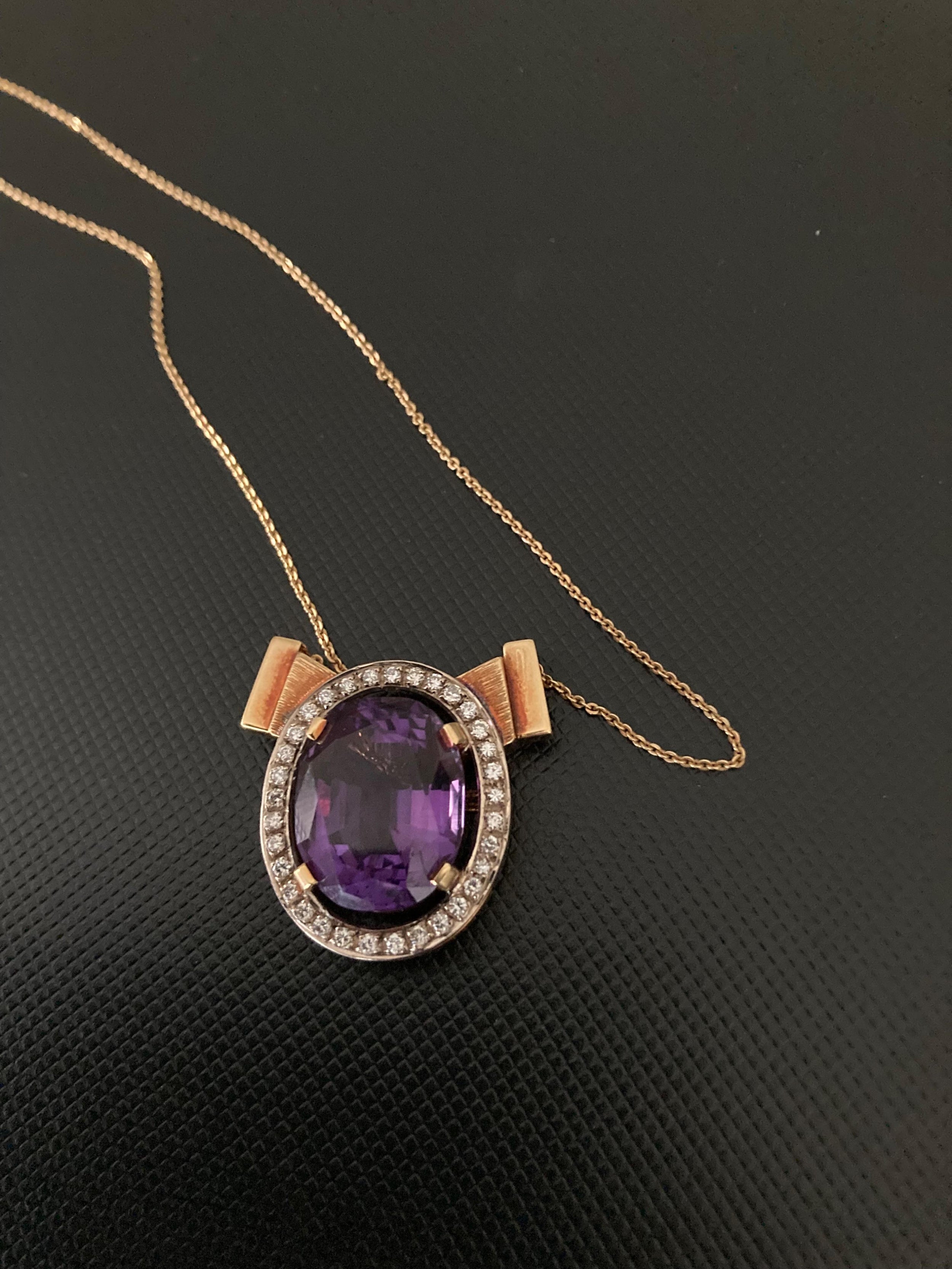 Bespoke Oval Amethyst Pendant Necklace