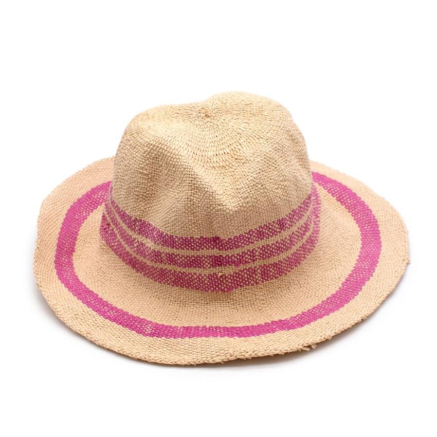 Bonpoint Pink Stripe Paper Straw Hat