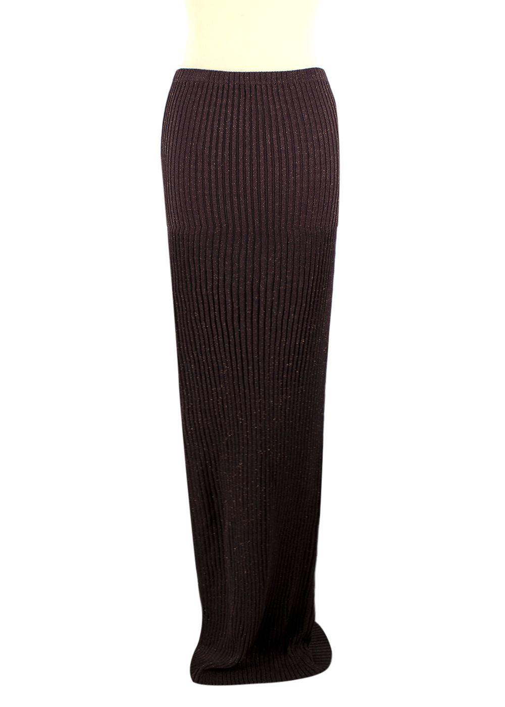 Aya Muse Brown Ribbed Maxi Skirt