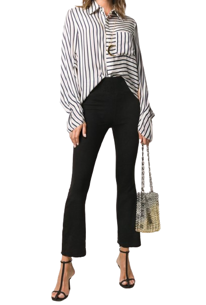 Sprwmn Black Suede Flared Ankle Crop Leggings
