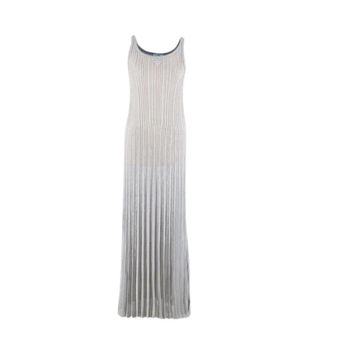 Prada Silver Lurex Plisse Gown