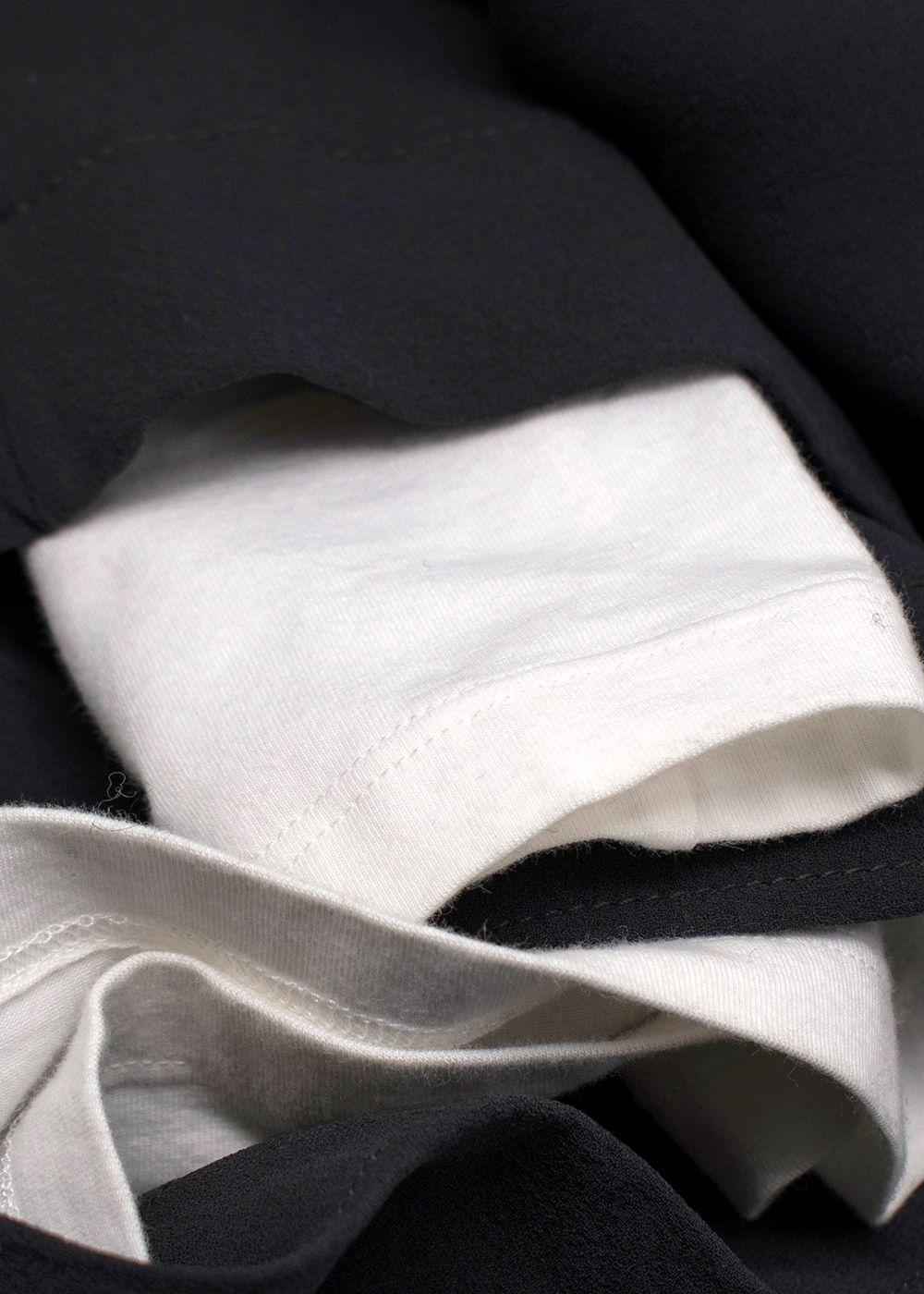 Brunello Cucinelli Double Layer White and Grey Crepe Dress