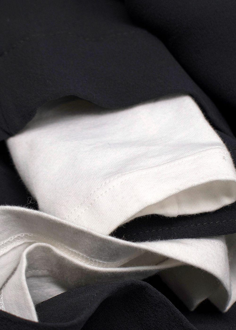 Brunello Cucinelli Double Layer White and Grey Crepe Dress