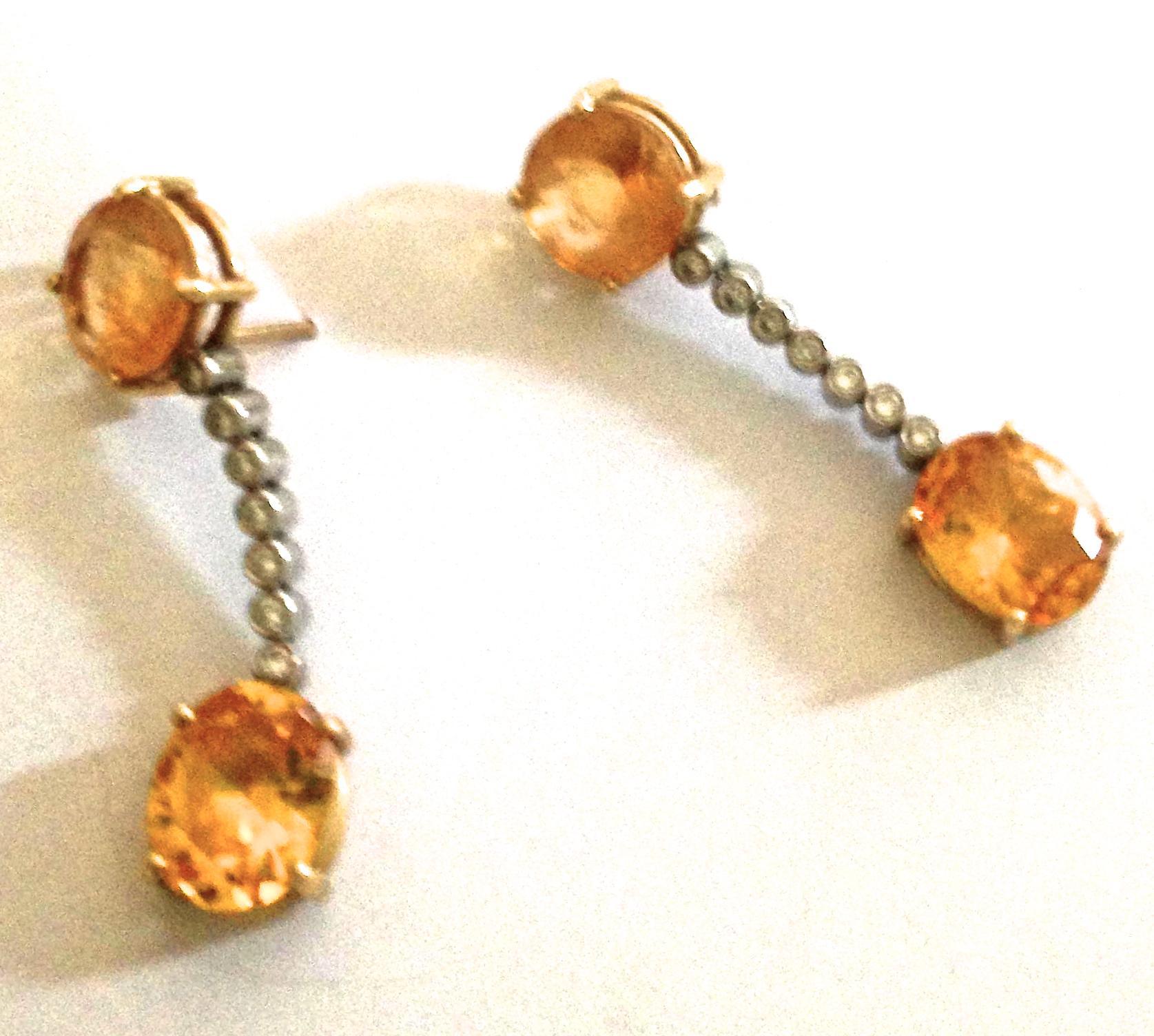 Ian Blower yellow topaz and diamond drop earrings